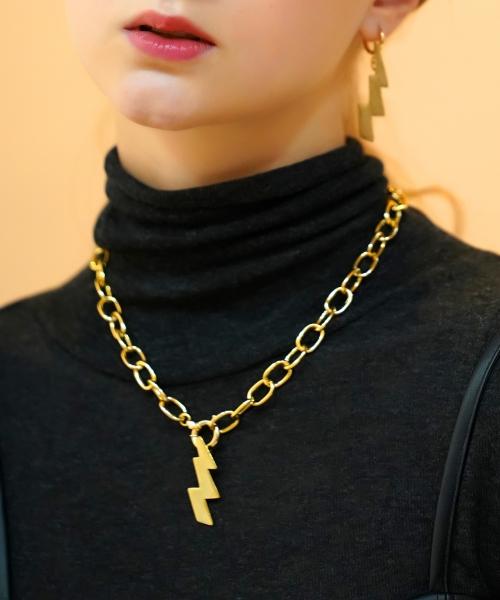 Bonbeau Edge Pendant Bold Chain Necklace Thunder Pendant Bold Gold Chain Necklace