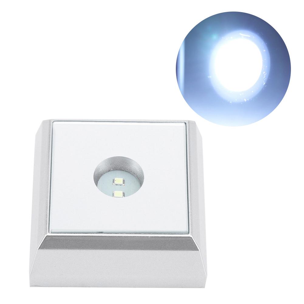 Square LED Lamp Base Stand Holder for Crystal Acrylic Statue Display Silver (Colorful Light)