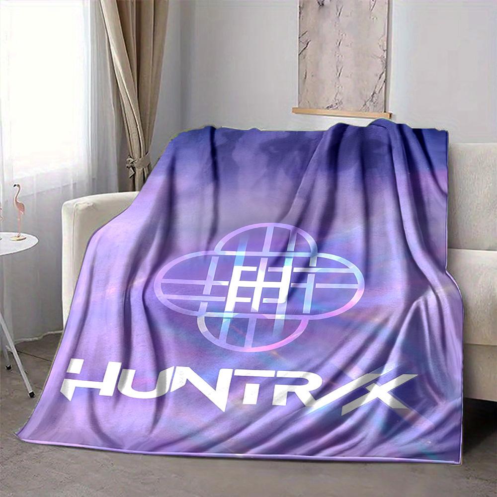 1pc Huntrix Flannel Blanket [Cozy Throw Blanket] For Sofa, Bed, Travel, Camping, Livingroom, Office, Couch, Chair, And Bed