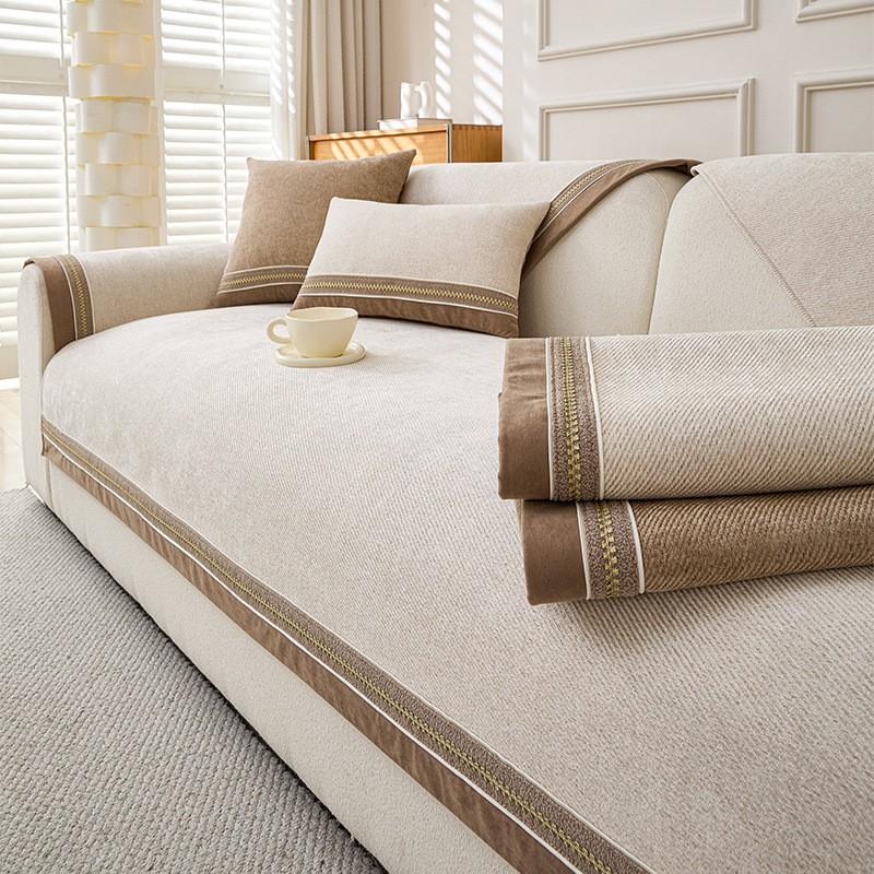 All Season Luxury Simple Anti-Scratch Chenille Sofa Cover Cushion Sectional