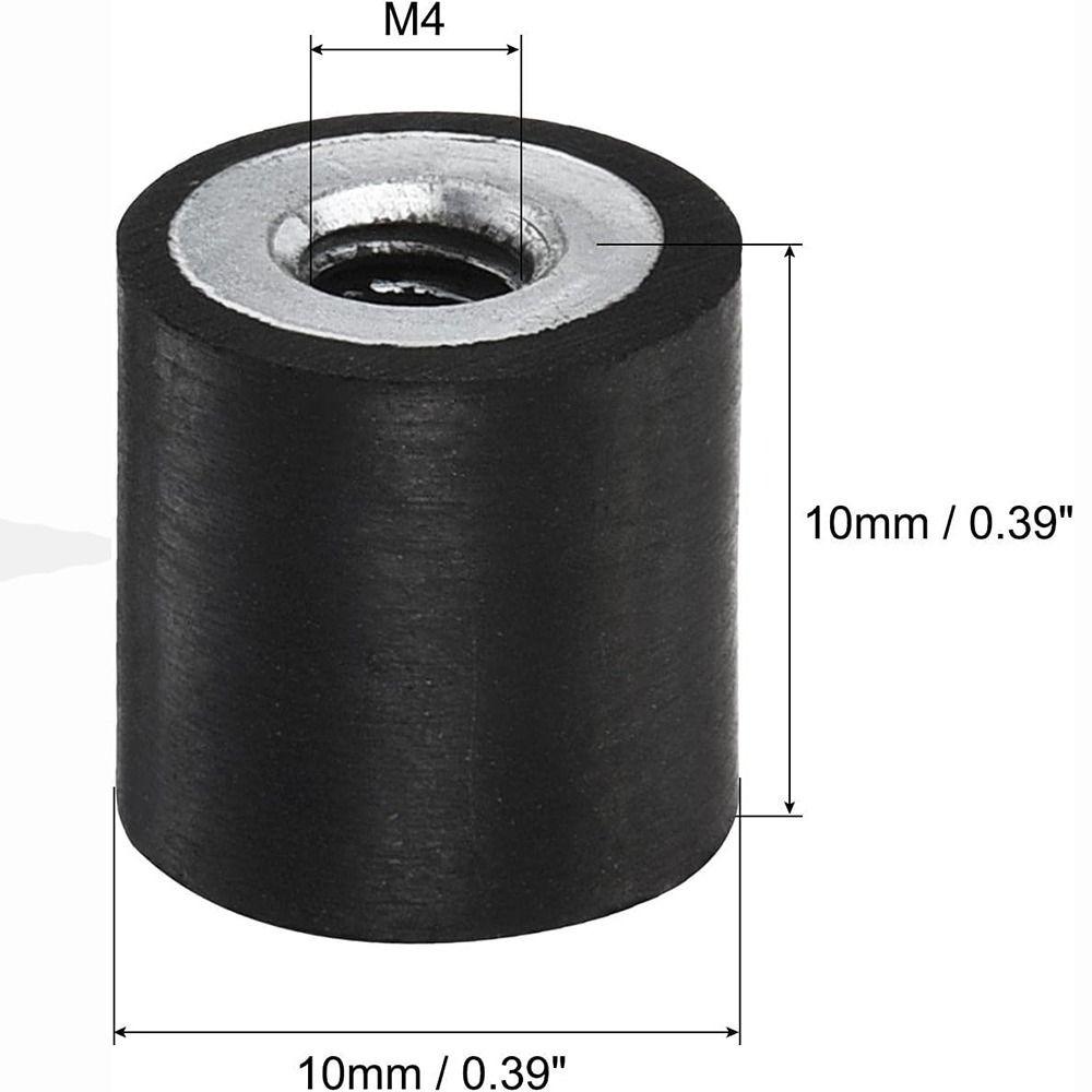 4Pcs Round Rubber Mounts Black Shock Absorber Female Vibration Isolator  Air Compressor