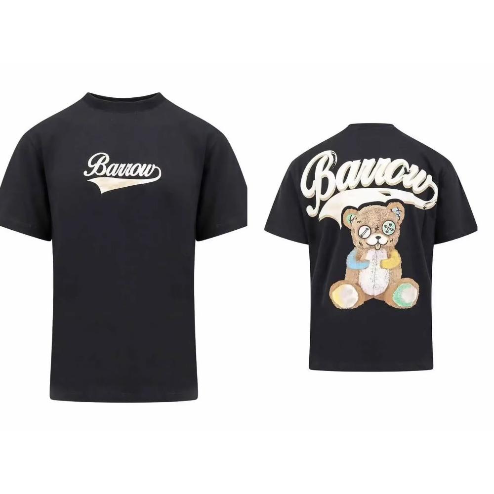 Summer Barrow Men Women Short-sleeved T-shirt Casual Fashion Pure  Round Neck Print Summer Trend Brand Burst Fitness