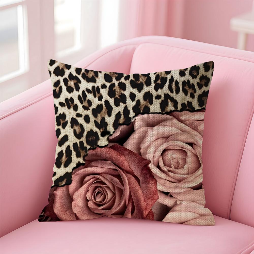 

Pink Leopard Fashion Cushion Cover Natural Linen Pillow Case DoubleSided Print Decorative Sofa Pillowcase Home Decor Gift 30x30cm