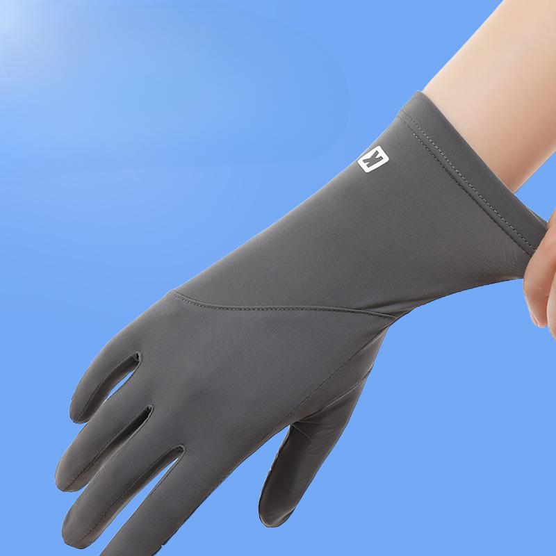 Extended Wrist Guard Can Leak Two Fingers and Touch Screen for Women's Outdoor Palm Wear Resistant Fashion Summer Ice Silk Gloves