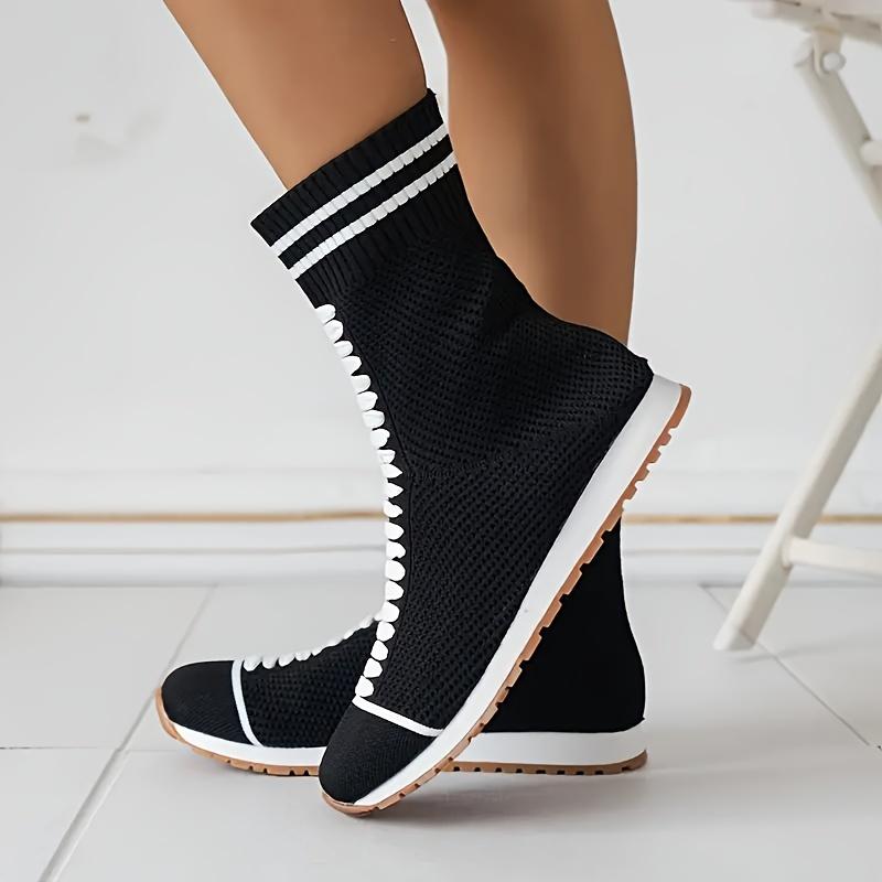 Women's Casual Slip-On Hiking Boots, Flat Heel, Fabric Upper and Lining, PU Sole, All-Season - Handwash or Dry Clean