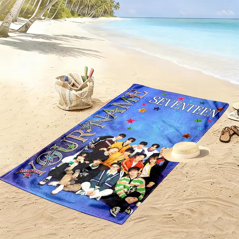 Name Custom Seventeen Poster Print Beach Towel, Large Soft Quick Dry Towel for Beach Camping Swimming