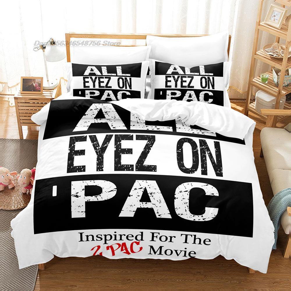 2 PAC Bettwäsche Set Einzelbett Twin Voll Queen King-Size Maße Maße Bettwäsche Set Erwachsener Kind Schlafzimmer Bettbezug Sets Druck Tupac Amaru Shakur