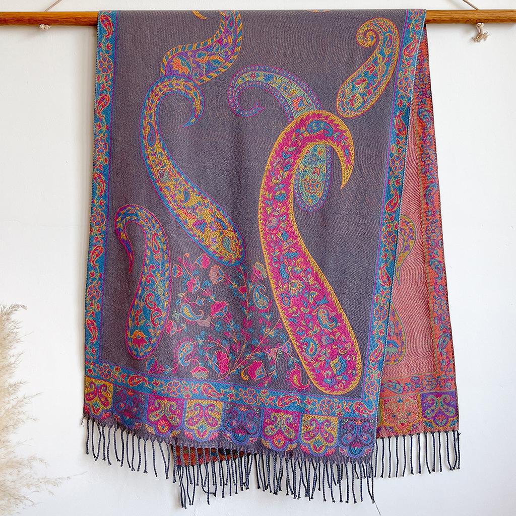 Retro Cashew Jacquard Imitation Cashmere Jacquard Shawl Women'S, Flowers Are Specially Designed For Thick And Warm Outfits