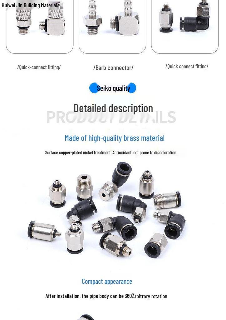 Pneumatic Mini Push-in Connector Set: PC4/6-M5, POC3-M5/4-M6, PL4-M3 Elbow