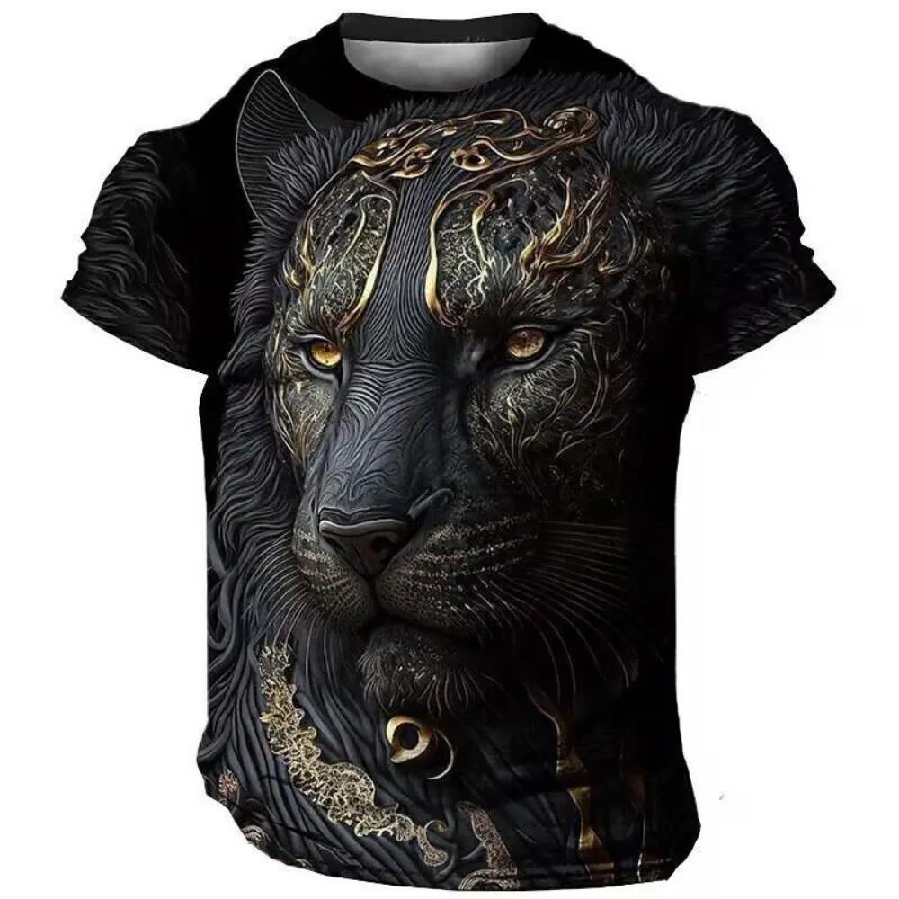 2025 New Domineering Lion 3D Print Men's T Shirts Summer Casual T Shirt Animal Pattern Top Harajuku Man Oversized Streetwear