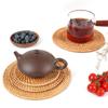 Gewebtes Rattan Teeuntersetzer Rund Naturrattan Tassenuntersetzer Handgewebt Hitzebeständige Tischsets Tischunterlage Küche