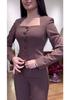 2024 European & American Spring/Summer Women's Elegant Suit: Square Neck Top & Straight-Leg Pants