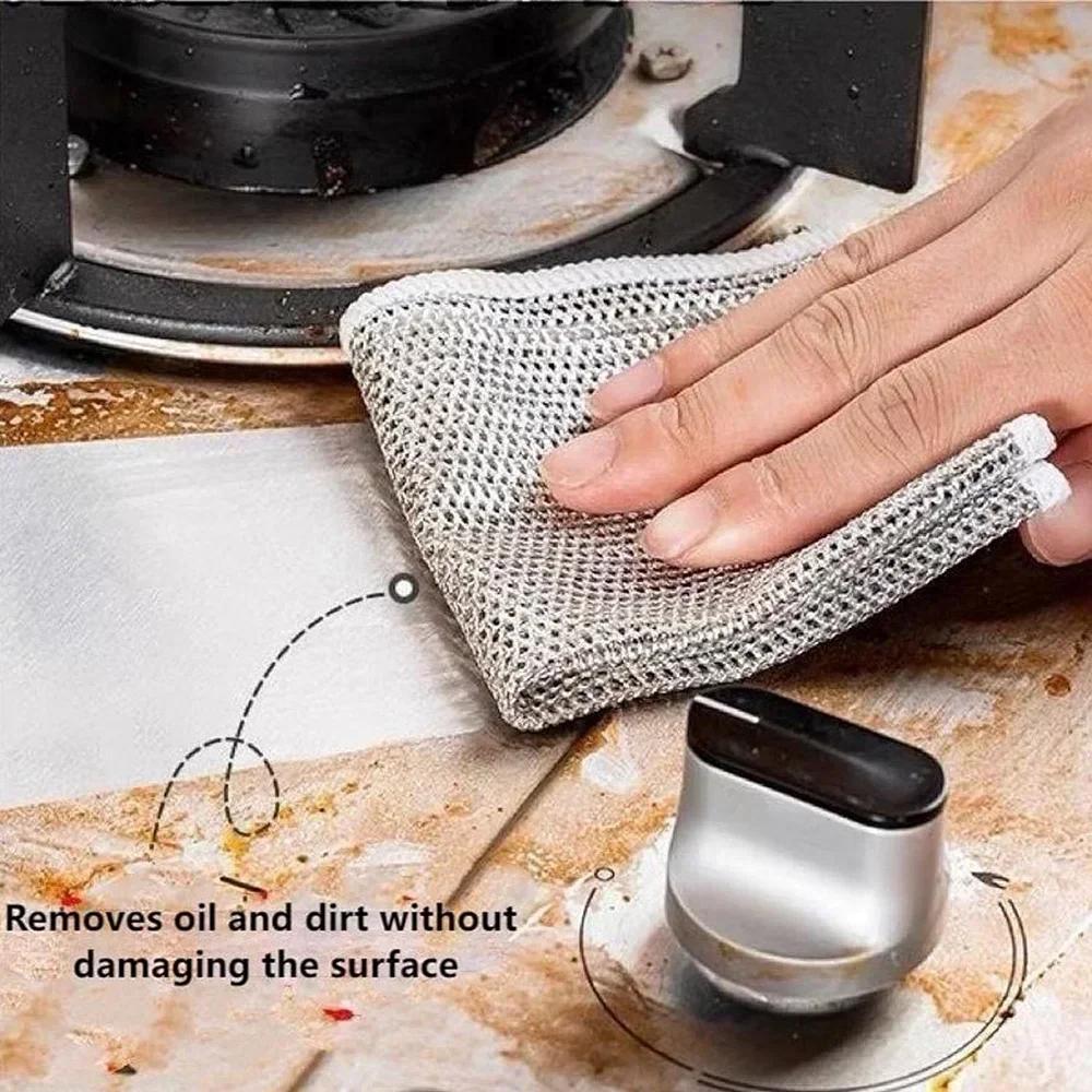 

10Pc Wire Dishwashing Rag for Wet and Dry Double Layer Non-Scratch Wire Dishcloth Rag, Iron Scrubber, Microfiber Clean Dishcloth 10PCS серый