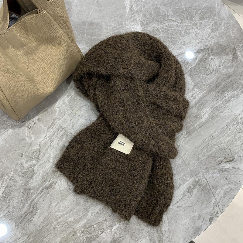 Wind containing wool purple scarf girls autumn and winter white wool warm thickened student scarf