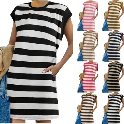 Summer New Striped Women's Clothing Casual Striped Vest Dress
