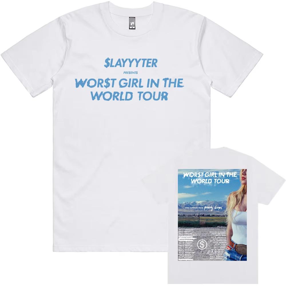 

WORT GIRL IN AMERICA World Tour 2026 Tshirt Slayyyter Singer Design Printing Tee Short Sleeve pure Cotton Unisex Tees Unisex Top S