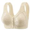 Front button plus size thin without steel ring gathering vest style bra fixed cup comfortable skin friendly middle-aged and elderly underwear