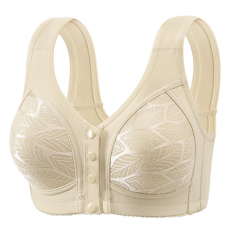 Front button plus size thin without steel ring gathering vest style bra fixed cup comfortable skin friendly middle-aged and elderly underwear