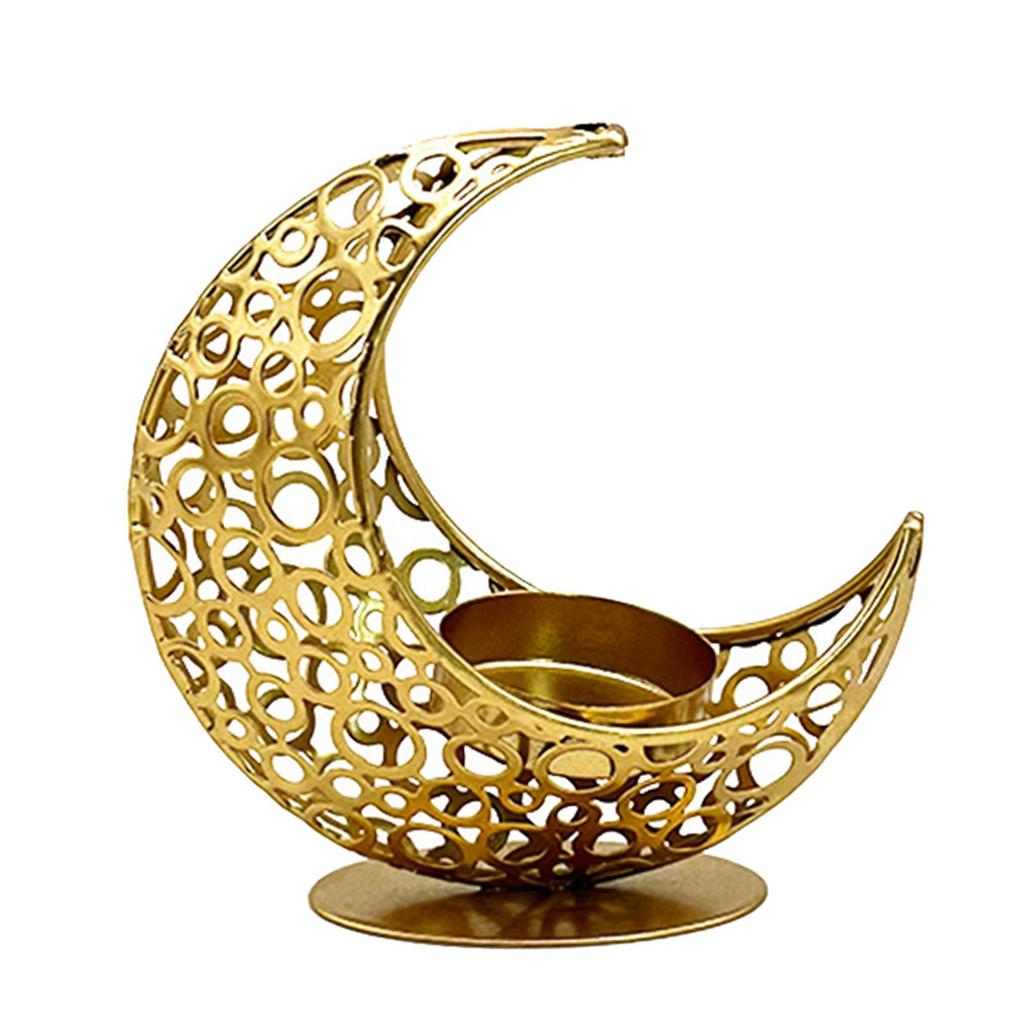 Moon Shaped Candle Holder Metal Candlestick Eid Mubarak for Hotel Party Supplies Housewarming Festival Prayer Votive Candle