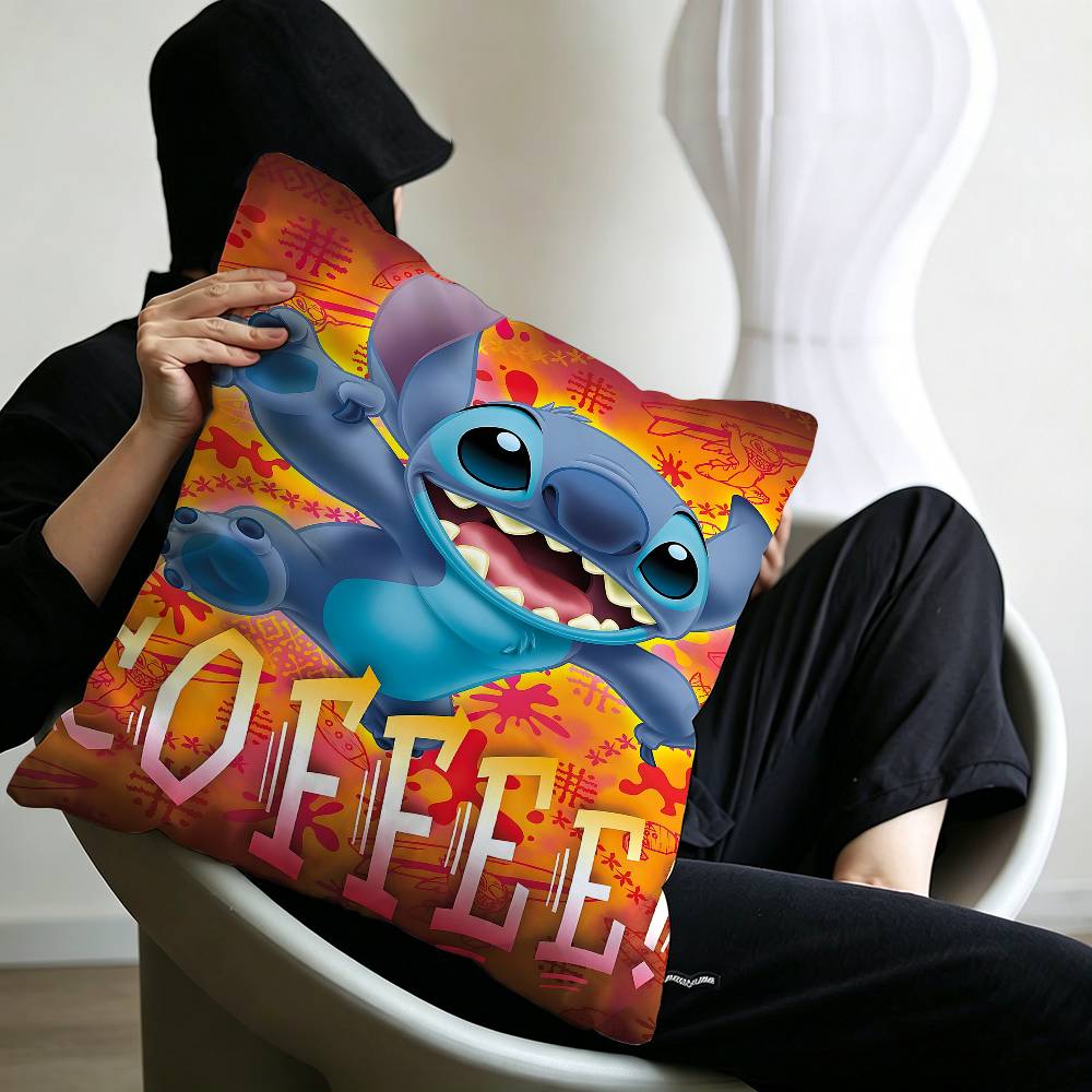 Cute Hello Sstitch Office Cushion Pillowcase Car Cushion CoverXCM Lumbar Pillowcase Sofa Pillowcover