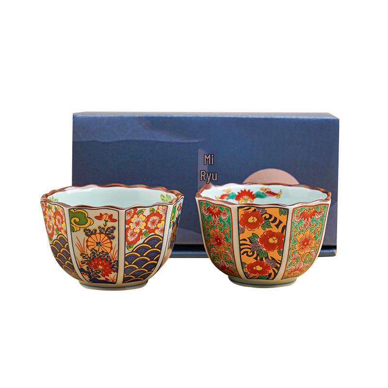 Japanese Mino Ware Old Imari Master Tea Cups Gift Set