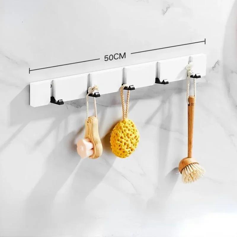 Living Room Coat Rack Hangers Household Items Creative Wooden Invisible Door Row Hook Foldable Clothes Bag Key Hanging Hook