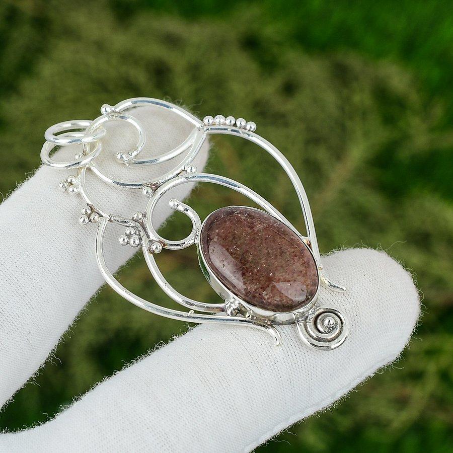 Easter Sale Oval Sunstone Gemstone Handmade Birthday New Pendant Sterling Silver