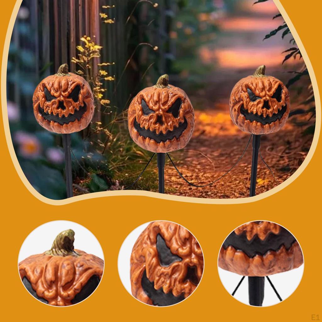Pumpkin Stake Lights Lamp Scene Layout Props Scary Halloween Decoration Pathway for Outside