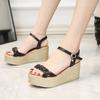 Fashion Casual 2025 Luxury Buckles Wedges Heel Woman Shoes Chic and Elegant Shoe Original Summer Offers Trending Daily Sandals for Women