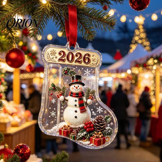 Holiday Tree Hanging Decor Christmas Stocking Money Holder for Tree, 2D Acrylic Sock Shaped Cash Decorative Ornament Gift Xmas Stuffers, Party Favors