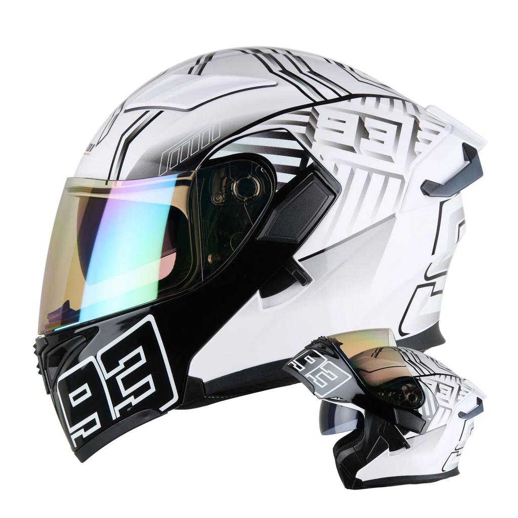 Motorcycle Helmet Unisex Full Face Street Bike Helmet All Season Large Tail Wing Motorcycle Protective Gear