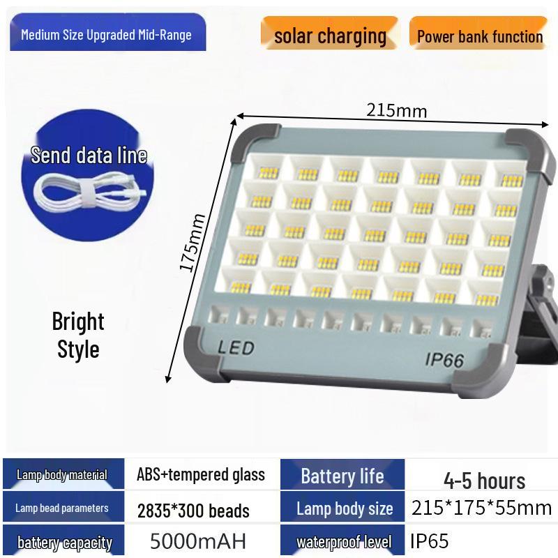 Rongshen Solar Floodlight & Camping Handheld Lamp for Outdoor Emergency