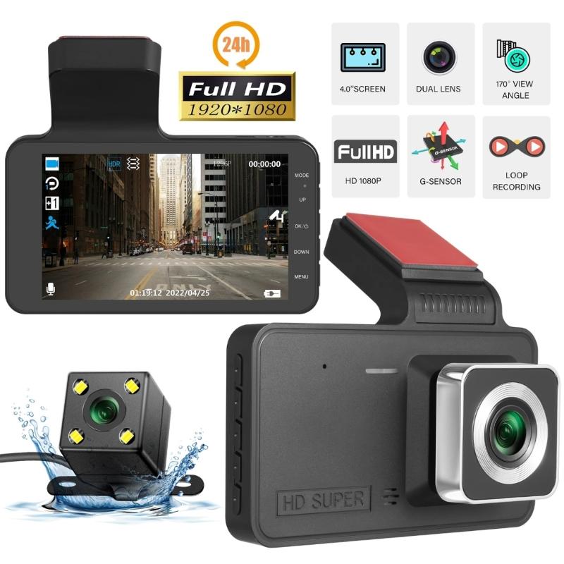 Dashcam 4inch LCD Screen Car Recorders 1080P Front Rear Single/Double Lens Dashing Camera Vehicle Video Recorders Camera