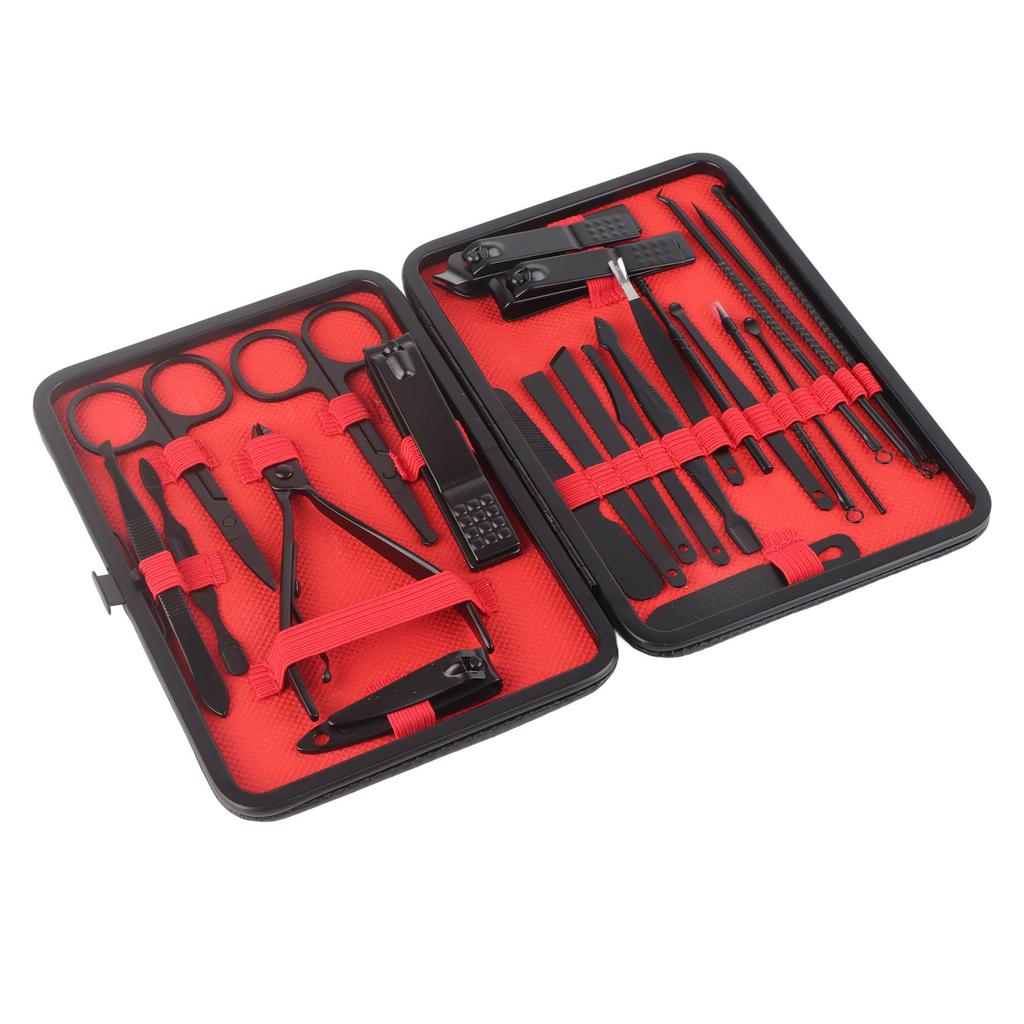 23 Pcs Nail Clippers Set Black Stainless Steel High Hardness Portable Household Nail Clippers Set