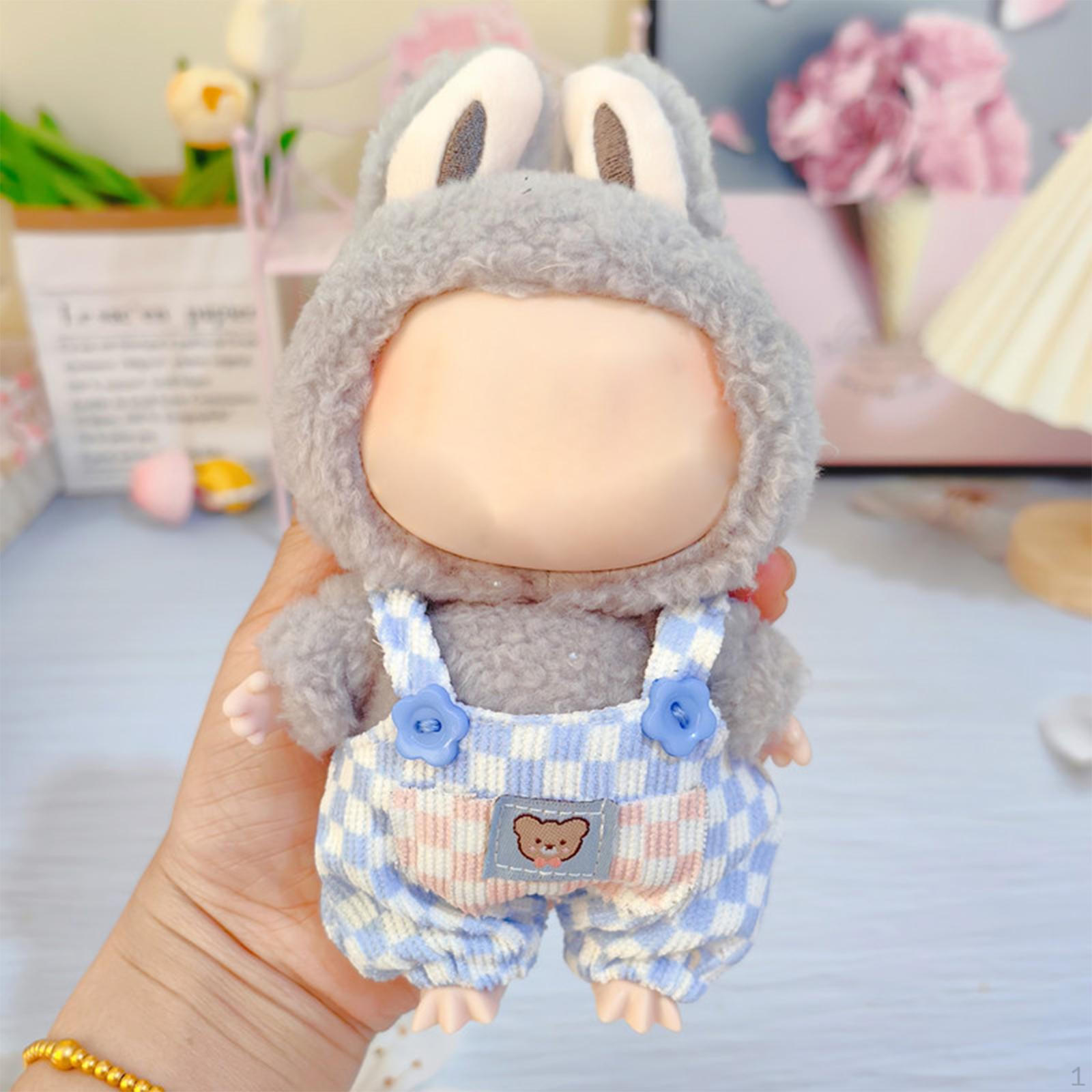 

Adorable Doll Suspender Pants for 17cm Dolls - Cute Gift Kids Blue Button