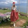 American Trendy Spicy Girl: Versatile Plaid Pleated Long Skirt + Strapless Plaid Umbrella Top