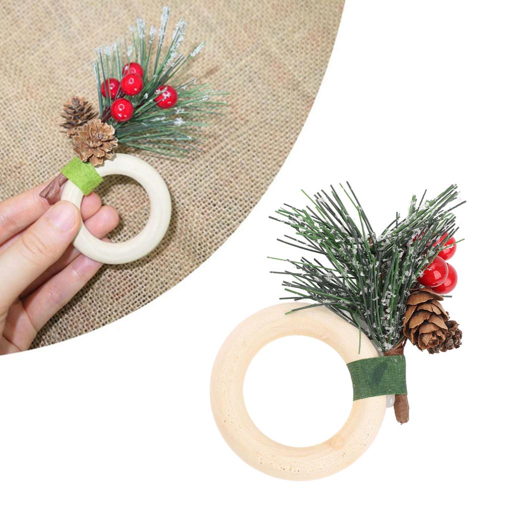 6pcs Pine Cone Napkin Ring Xmas Table Decoration Pine Cones Xmas Napkin Holder for Xmas Wedding Birt