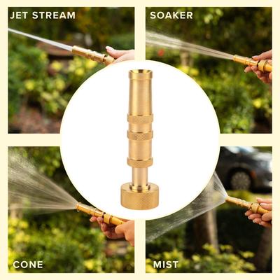 Brass Hose Nozzle Adjustable High Pressure Jet Nozzles Heavy Duty Sprayer Garden Accessories For Patio Lawn Outdoor Garden