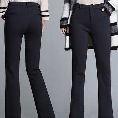 Winter warme dicke Fleece Frauen Hosen Balck weiß Hohe Taille Flare Hosen Kleidung Frauen Casual Frauen Lange Hosen S-4XL