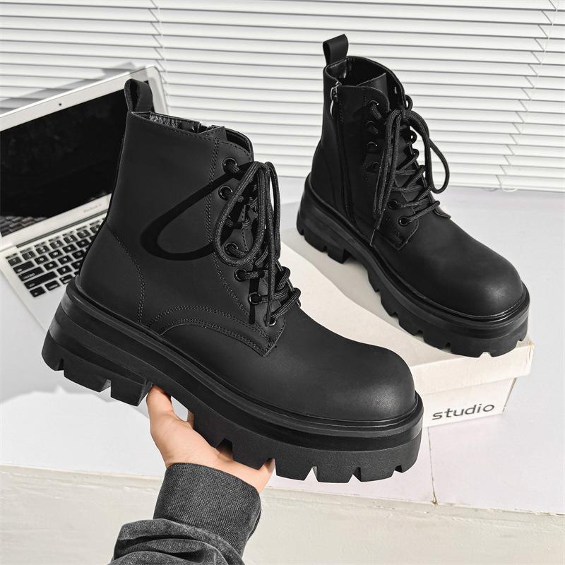 Men's Luxury Fashion Platform Boots Black Trendy Autumn Winter Shoes Party Nightclub Dress Original Leather Boot Ankle Botas Man