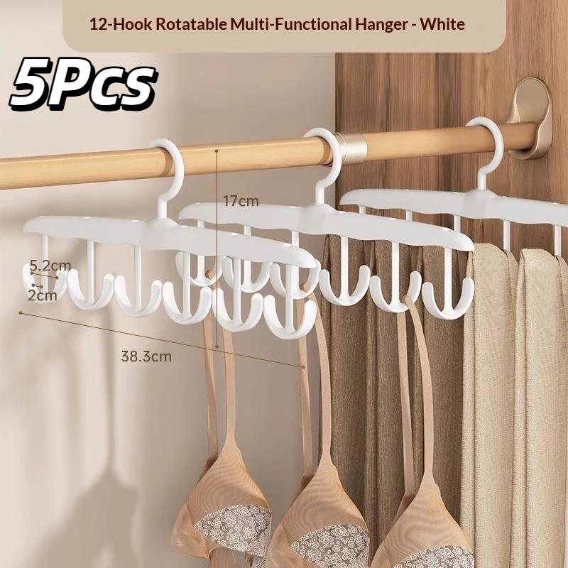 5Pcs Multi Hook Clothes Hanger With 360 Degree Rotating Hooks Space Saving Design For Storing Camisoles Bras Underwear In Closet