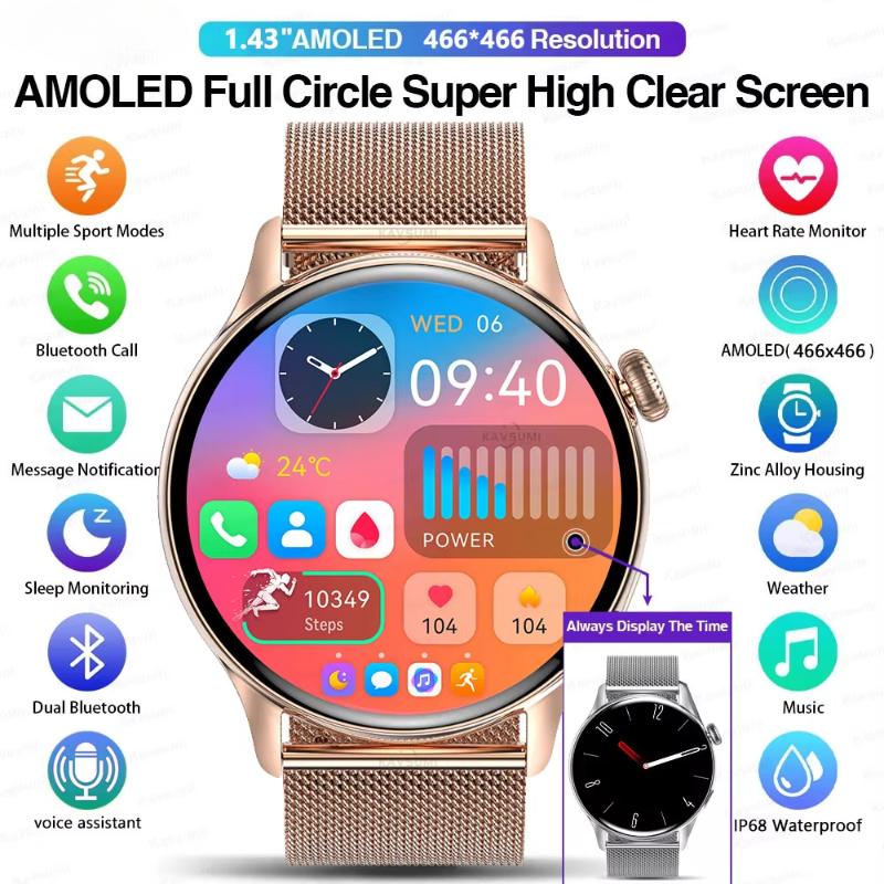 2025 NFC Smartwatch Amoled HD GPS Track Sportarten Herzfrequenz Bluetooth-Anruf Wasserdicht Damen Frauen Smartwatch Für Huawei Xiaomi