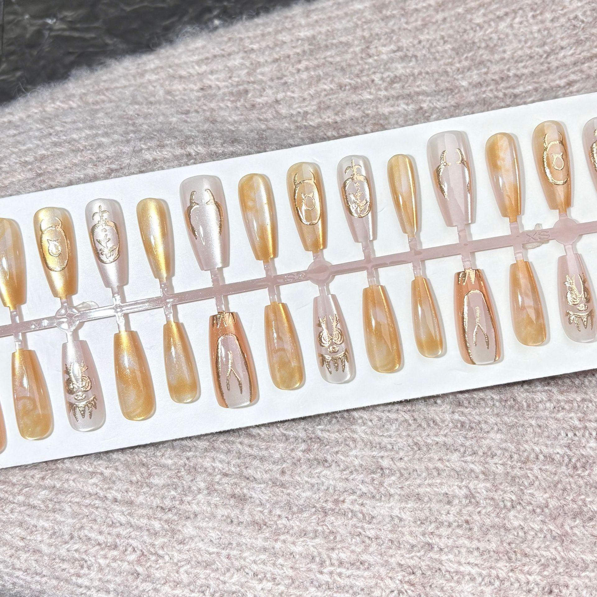 

Taurus Gold-Plated Yellow Ombre Nails: Long-Wear Sweet & Spicy Nail Art Patches