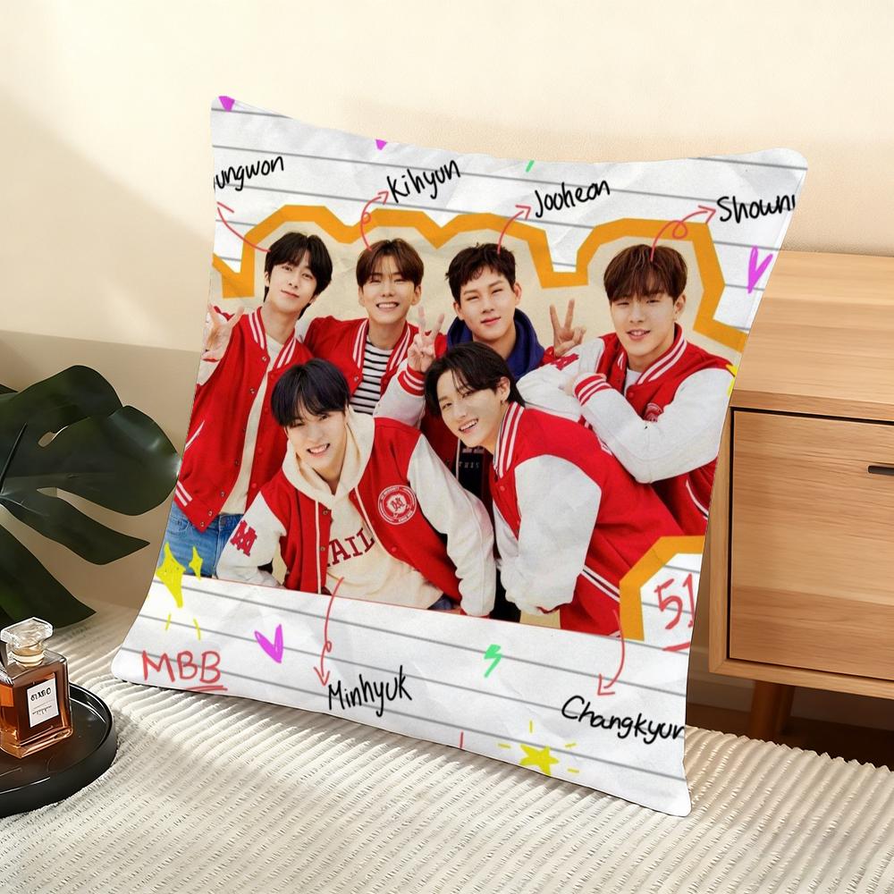 Monsta X KPOP Group Cushion Cover Silky Short Plush Home Sofa Cushion Cover - Invisible Zipper Home Decoration