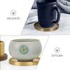 HEMOTON 5 Pack Round Coasters, 2.6 Inch Golden Brass Coasters for Drinks, Glass Cup Coasters Set, Protection Tabletop,Countertop and Surfaces from