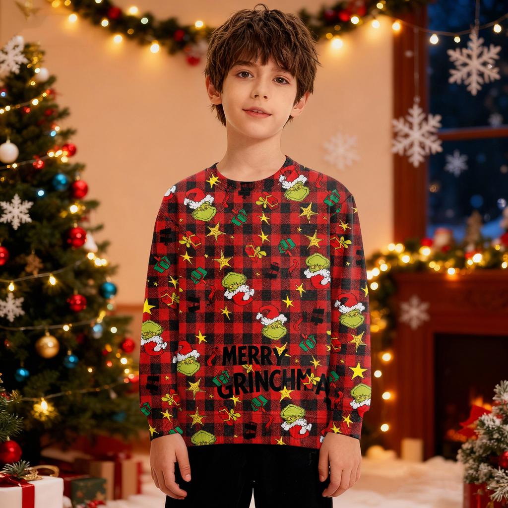 Pulover de Crăciun Băieți Fete Urât Crăciun Cămașă Crăciun Crewnek Copil mic Mânecă Lungă Pulover Ținută Topuri