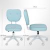 Vanity Office Chair, PU Leather Computer Chair for Home, with Adjustable Height, Armless, Swivel Wheels, Blue
