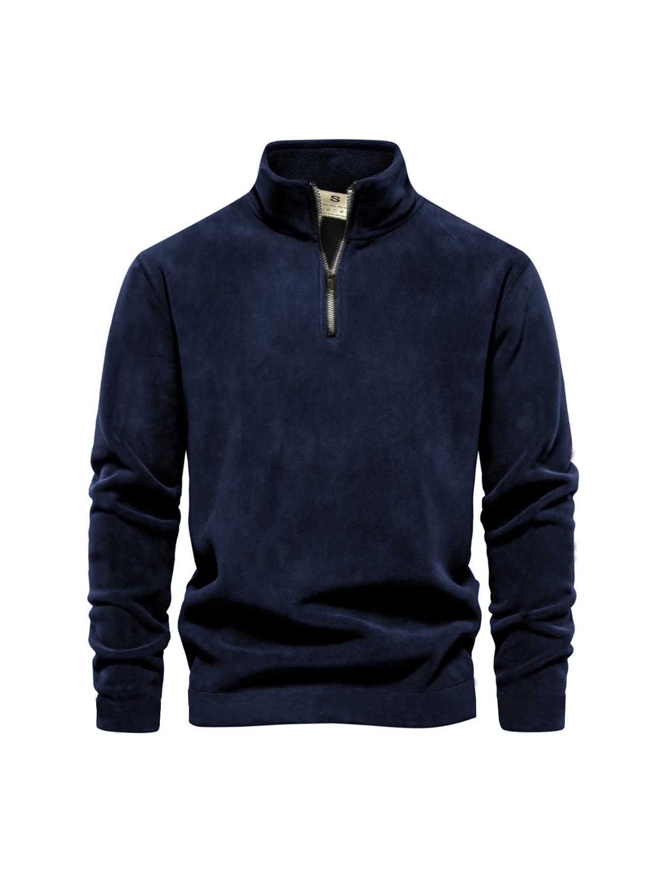

Men s Half-Zip Stand Collar Fleece Jacket, Soft & Warm Pullover, Lightweight Outdoor Top, Casual Winter Wear XXXL темно-синий