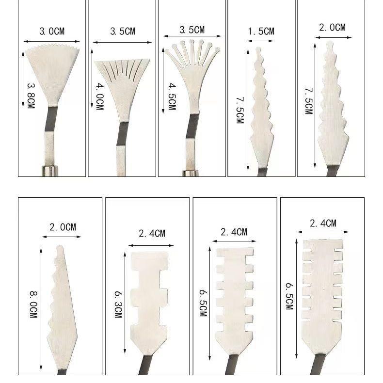 Stainless Steel Pigment Palette Knife Set for Oil Painting - Flat & Pointed Heads, Wooden Handles
