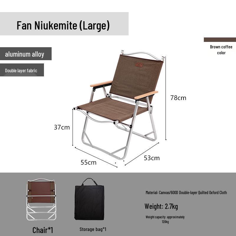 Mountain Guest Ranch Foldable Kermit Camp Chair with Aluminum Alloy Bracket